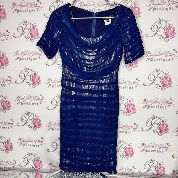 Tadashi Shoji Dresses & Skirts - Tadashi shoji dress silk tiered Elegant Blue Sequin Dress sparkly blue